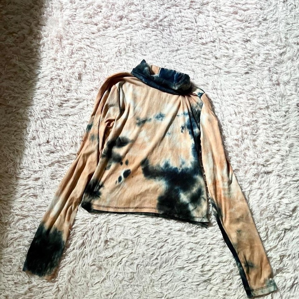 Grunge Tie Dye Whimsygoth Punk Skater Edgy Turtle Neck‎ Top Womens L Witchy